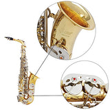 ammoon LADE Alto Saxophone Sax Glossy Brass Engraved Eb E-Flat Natural White Shell Button Wind Instrument with Case Mute Gloves Cleaning Cloth Grease Belt Brush
