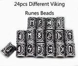 MYAROMA FINDINGS 24pcs/Kit Norse Vikings Runes Beads for Beards Hair Paracord Pendants &Bracelets