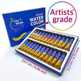 Watercolor Paint Set in Tubes 15 ml/ 0.5 oz, 24 Colors by ArtWhale – Professional Quality Paint Set for Beginners, Artists, Students