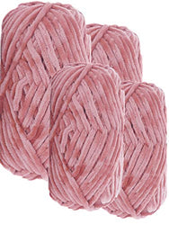 Chenille Velvet Yarn,4 Pack Polyester Extremely Soft Velvet Yarn for Crochet & Knitting Home Décor Projects (Blush, 607 Yards / 14oz)