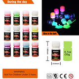 HXDZFX Glow in The Dark Paint UV Paint(Set of 12 Bottles 20g. Each) Safe Non-Toxic for Slime,Nails,Epoxy Resin,Acrylic Paint,Halloween,Fine Art and DIY Crafts