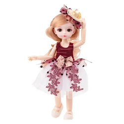 New 10 Inch Doll 13 Movable Joints Makeup 3D Brown Eyes Dress Up Dolls with Fashion Clothes Toy for Girls Gift