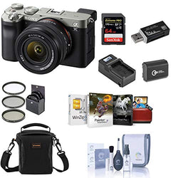 Sony Alpha 7C Mirrorless Digital Camera with FE 28-60mm f/4-5.6 Lens, Silver Bundle with Bag, 64GB SD Card, Extra Battery, Charger, Mini Tripod, Corel Mac Software Suite, Filter Kit and Accessories