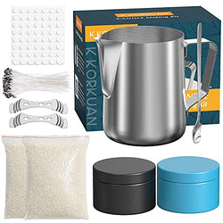 Candle Making Kit Supplies, Beeswax DIY Candle Craft Tools Including Candle Make Pouring Pot, Candle Tins Candle Wicks, Wicks Sticker, 3-Hole Candle Wicks Holder, Natural Soy Wax and Spoon