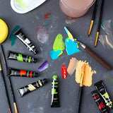Salvador Acrylic Paint Set - 24 Colors, Artist Paint Kit with Premium Paint Brushes, Mixing Knife, Paint Pallet and Sponge - Professional Painting Set Arts and Crafts Supplies for Adults and Kids