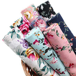 ZAIONE 8pcs/Set Classic Spring Rose Flower Floral 100% Cotton Poplin Fabric Fat Quarter Sheet 18“ x 22” Printed Cloth Fabric Bundle for Quilting Sewing Patchwork Crafting