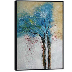 Wieco Art Framed Art Tree of Life Pure Hand-Painted Paintings on Canvas Abstract Canvas Wall Art for Living Room Bedroom Wall Decor Stretched with Black Frame AB1129-6090-BF
