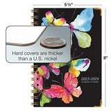 HARDCOVER Academic Year 2023-2024 Planner: (June 2023 Through July 2024) 5.5"x8" Daily Weekly Monthly Planner Yearly Agenda. Bookmark, Pocket Folder and Sticky Note Set (Black Watercolor Butterflies)