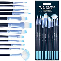 CHIHIC Artist Watercolor Brushes, Round Pointed Tip Paint Brushes Set,  12pcs Different Sizes Detail Paint Brush for