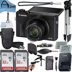 Canon PowerShot G7X Mark III Digital Camera 20.1MP Sensor with 2 Pack SanDisk 32GB Memory Card + Case + Full Size Tripod + A-Cell Accessory Bundle (Black)