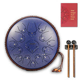 Steel Tongue Drum-15 Note 14 Inch Lotus Hand Pan Drum C Key with Ultra Wide Range and Drum Mallets Carry Bag