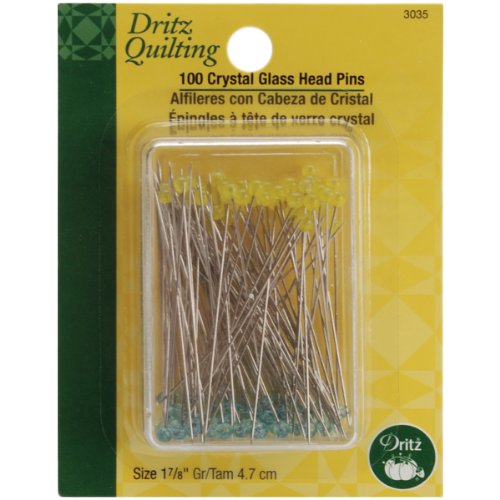 Dritz Quilting 3035 Crystal Glass Head Pins, 1-7/8-Inch, 100 Count