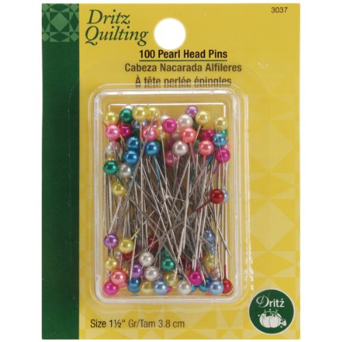 Dritz Quilting 3037 Pearlized Pins, Multi Color, 100 Count