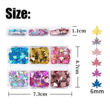 6 Grids 3D Maple Leaf Nail Glitter Sequins Fall Nail Art Stickers Maple Leaves Glitter Flakes Shiny Autumn Nail Decals Fall Nail Designs Charms Thanksgiving Glitter for Acrylic Nails Design Supplies
