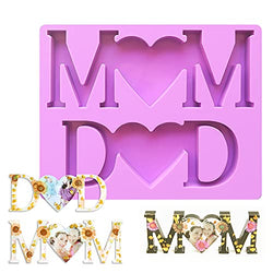MOM DAD Letter Resin Mold,MOM DAD Letter Photo Frame Resin Mold,Epoxy Resin Casting Mold for DIY MOM DAD Letter Jewellery Making,Photo Frame,Home Decoration Gifts