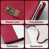 WEMATE Journal with Lock, A6 PU Leather Diary with Lock 240 Pages, Vintage Lock Journal Password Protected Notebook with Pen & Gift Box, Lock Diary Planner Organizer for Men and Women