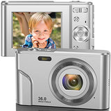 Digital Camera for Kids Girls and Boys - 1080P FHD Digital Camera 36MP LCD Screen Rechargeable Students Compact Camera Mini Camera with 16X Digital Zoom Vlogging Camera for Teens, Kids (Silver)