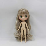 ASDAD BJD Nude Doll 1/6 Blyth Doll Nude Doll Middle Blyth 20Cm Long Curly Silvery Hair Joint Body Eyes Can Move (Gift 2 Gestures)