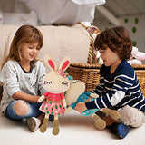Cllayees Set of 2 Plush Bunny Rabbit, 18.3 in Doll Rabbit Stuffed Animal Huggable Rabbit Girls' Gift Room Decorations, Pink & Blue