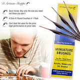#1 Round Detail Paint Brush Set. Miniature Brushes for Detailing Art for Acrylic Watercolor Oil -