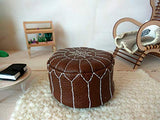 Miniature Morrocan Pouf Dollhouse Furniture 1/6 scale. Handmade Leather Ottoman