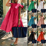 Ulanda-Dresses for Women, Women's Casual Dresses Summer Flowers Bell Sleeve Ruffle Hem Loose Swing Tunic Midi Dress