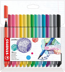 STABILO Nylon Tip Writing Pen pointMax - Wallet of 15 - Assorted Colors