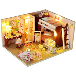 Dollhouse Miniature with Furniture,DIY 3D Wooden Doll House Kit Vigor Youth Series Style Plus with Dust Cover and Music Movement,1:24 Scale Creative Room Idea Best Gift for Children Friend Lover TW34