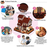 Lotus.flower LED Dollhouse Miniature with Furniture, DIY Wooden Dollhouse Kit Plus Dust Proof,3D Puzzle Assembled Handcraft Great for Playtime and Imaginative Play (Flower Town)