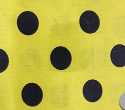 Polycotton Fabric Printed POLKA DOTS BLACK YELLOW / 60" Wide / Sold by the Yard