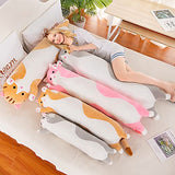 Cat Soft Pillow Plush Long Throw Sleeping Pillow Cotton Kitten Pillow Cuddly Stuffed Cute Plush Doll Toy Gift for Girlfriend Family (Pink, 90cm/35.43Inch)