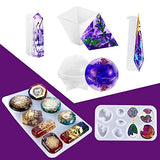 Resin Mold Kit for Beginners - 125PCS Contains Resin Orgone Chakra Pyramid Mold, Earring Necklace Mold, Color Resin Ink, Resin Glitter, Gold Foil, Dry Flowers and Crystal Stones for Epoxy Resin Making