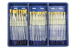 Royal Brush Soft Grip Golden Taklon Brush Classroom Pack, Assorted Flats, Pack of 72