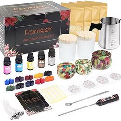 PAMKER Premium Candle Making Kit with Natural Soy Wax - Includes Unique Design Jars - 5 Fragrance Oils,10 Soy Wax Candle Maker Dyes, Perfect Festival Gifts as Arts and Crafts Kit for Women Adults Kids