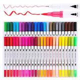 Dual Marker Pens For Adult Coloring Book 48 Fine Brush Tip Artist Pens Riancy Colored Markers Set Art School Office Supplies Kids Calligraphy Drawing Sketching