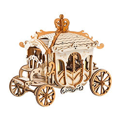 Rolife Build Your Own 3D Wooden Assembly Puzzle Wood Craft Kit Model, Gifts Kids Adults(Carriage)