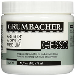 Grumbacher Gesso (Hyplar) Artists' Acrylic & Oil Paint Medium 16 oz. Jar (0146640448), Packaging