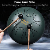 FOUR UNCLES Steel Tongue Drum, Handpan Drum Percussion Instrument Panda Drum C/D Key with Bag Music Book and Mallets for Meditation Entertainment Musical Education Concert Yoga (6 inch, Green)