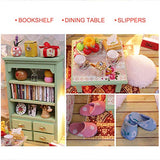 Decdeal DIY House Decor with LED Light Accessories Furniture Miniature Doll House Wooden Craft Kits Best Birthday Gifts for Women and Girls