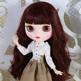 Outfits for Blyth Doll Skirt wiith Corset and Shirt for Joint or Rubber Body Vintage Dressing 1/6 bjd (Color: A)