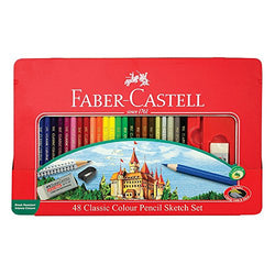 Creativity for Kids Faber Castell Classic Colored Pencils Tin Set, 48 Vibrant Colors In Sturdy