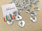 Yansanido Pack of 50 Alloy Antique Love Heart with Cross 17x16mm Charms Pendants for Making