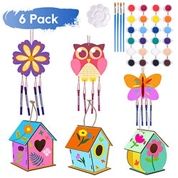 Bird Houses for Outside Bird House Kits for Children to Build, 3 Pack DIY Wind Chime Birdhouse Kits for Kids, Paints & Brushes Included