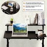 SIDUCAL Mobile Stand Up Desk, Adjustable Laptop Desk with Wheels Storage Desk Home Office Workstation, Rolling Table Laptop Cart for Standing or Sitting, Black