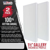 U.S. Art Supply 24 x 60 inch Gallery Depth 1-1/2" Profile Stretched Canvas, 2-Pack - 12-Ounce Acrylic Gesso Triple Primed, - Professional Artist Quality, 100% Cotton - Acrylic Pouring, Oil Painting