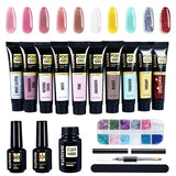 MAQUITA Poly Gel Nail Kit,10 Colors Poly Extension Gel for Nail Builder and Base & Top Coat Nail Art French Professional Technician Nail Salon Easy DIY for Beginner at Home All-in-One Kit Gift Set