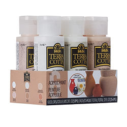 FolkArt Terra Cotta Acrylic Paint Set, Essentials 6 Piece DIY Terra Cotta Acrylic Paint Kit Featuring 6 FolkArt Colors For DIY Indoor & Outdoor Multi-Surface Craft Projects, 7592