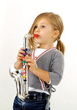 Click n' Play Set of 2 Musical Wind Instruments for Kids - Metallic Silver Saxophone and Trumpet Horn