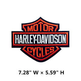 Harley Davidson Patch Orange Bar & Shield XL 7.28” x 5.59” Sew on or Iron on Embroidered DIY