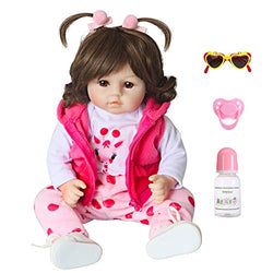 UCanaan Reborn Baby Dolls 18 Inch Soft Silicone Cloth Body Weighted Realistic Baby Dolls with 6-Piece Gift Set for Girls